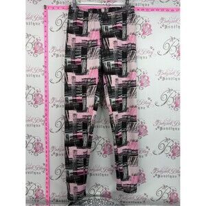 Just cozy fleece lined pants abstract ' Pink and Black Printed Skinny Leggings